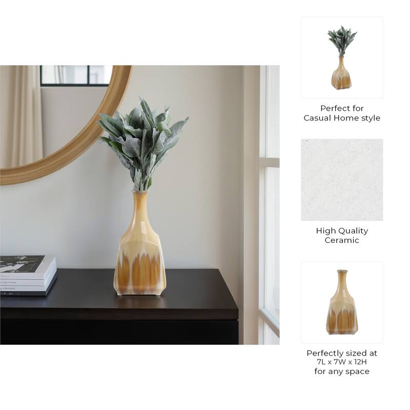Stoneware Vase Sleek Decorative Contemporary Casual Home Style