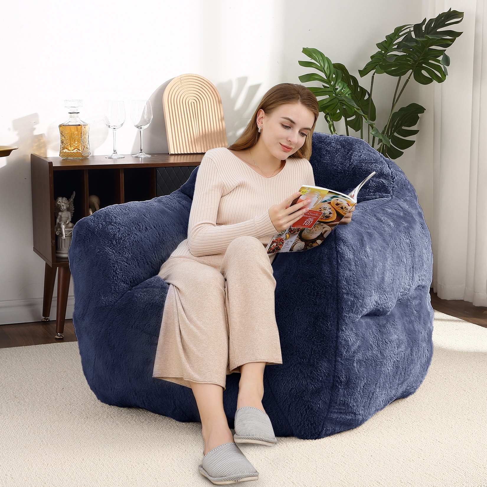Giant Bean Bag Chair with Armrest Foam Filled Sofa Chair for Living Room Bedroom Bed Bath Beyond 39093905