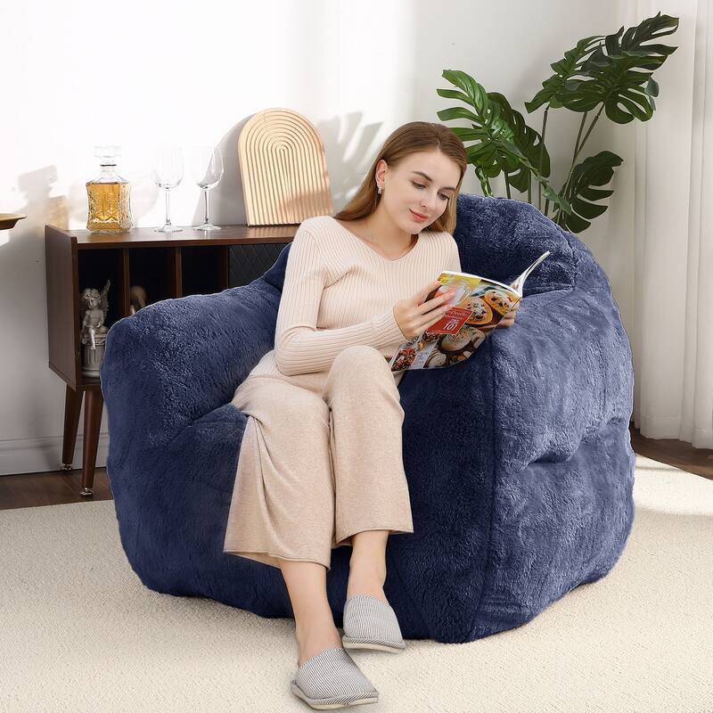 Giant Bean Bag Chair with Armrest Foam Filled Sofa Chair for Living Room Bedroom