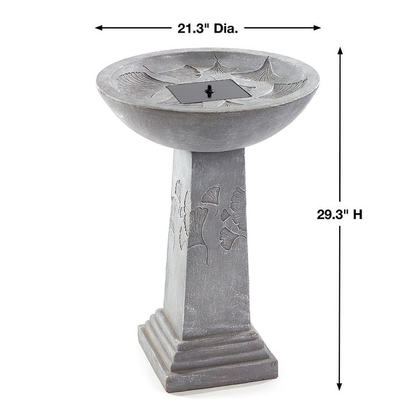 Gingko intelliSOLAR Birdbath with Remote - Weathered Stone - N/A