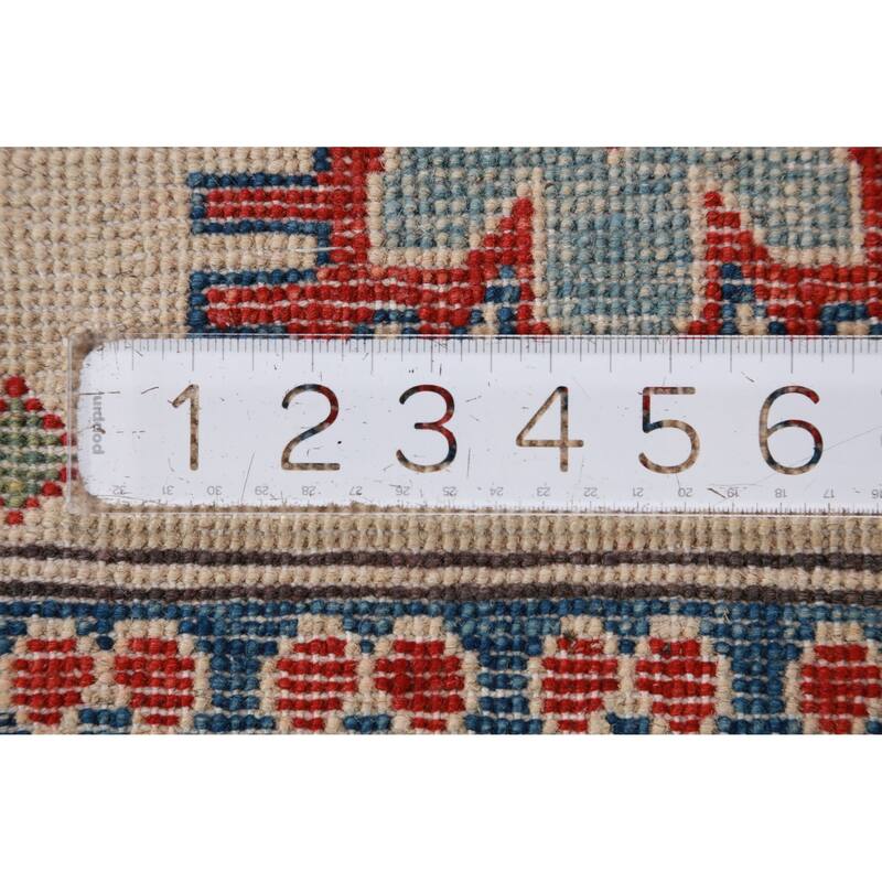 Hand Knotted Oriental 100% Wool Carpet Traditional Geometric Red Kazak Area Rug - 9' 8'' X 7' 11''