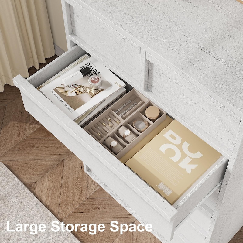5/7 Drawer Dresser for Bedroom, Modern 5 Chest of Drawers Tall with Large Drawers Storage, Wooden Dresser Organizer