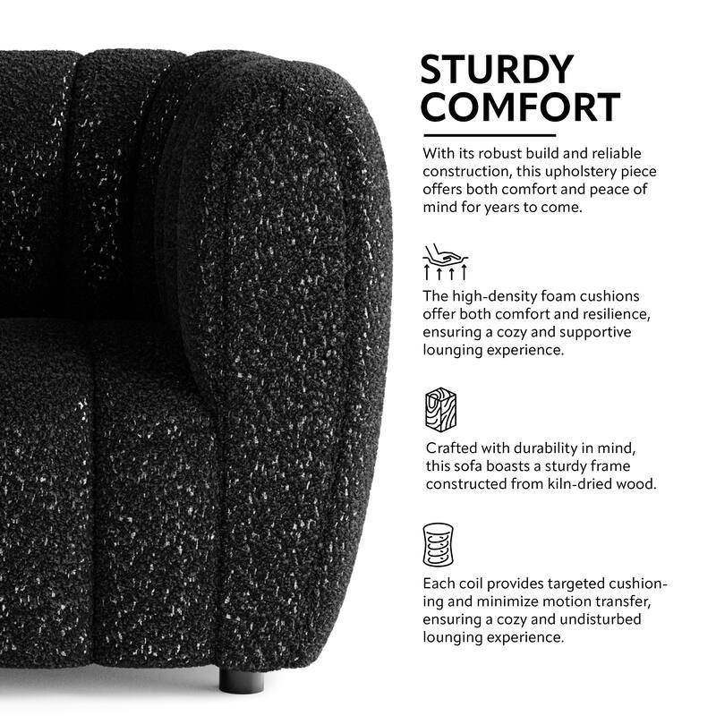 Furniture of America Lucinda Modern Vertical Channel Tufted Boucle Accent Chair with Wooden Legs
