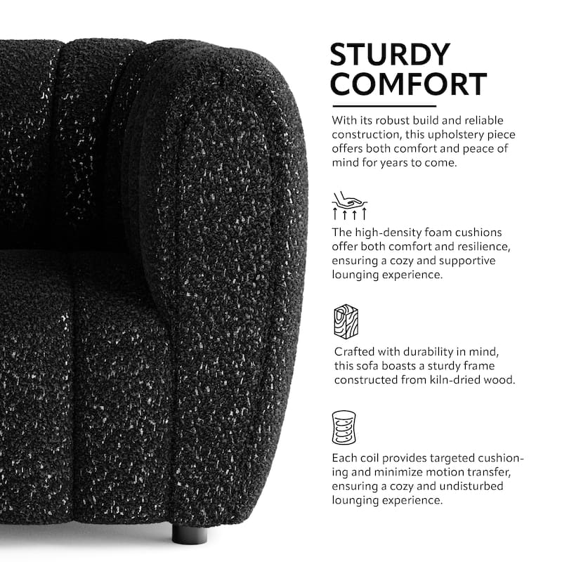 Furniture of America Lucinda Modern Vertical Channel Tufted Boucle Accent Sofa Set with Wooden Legs