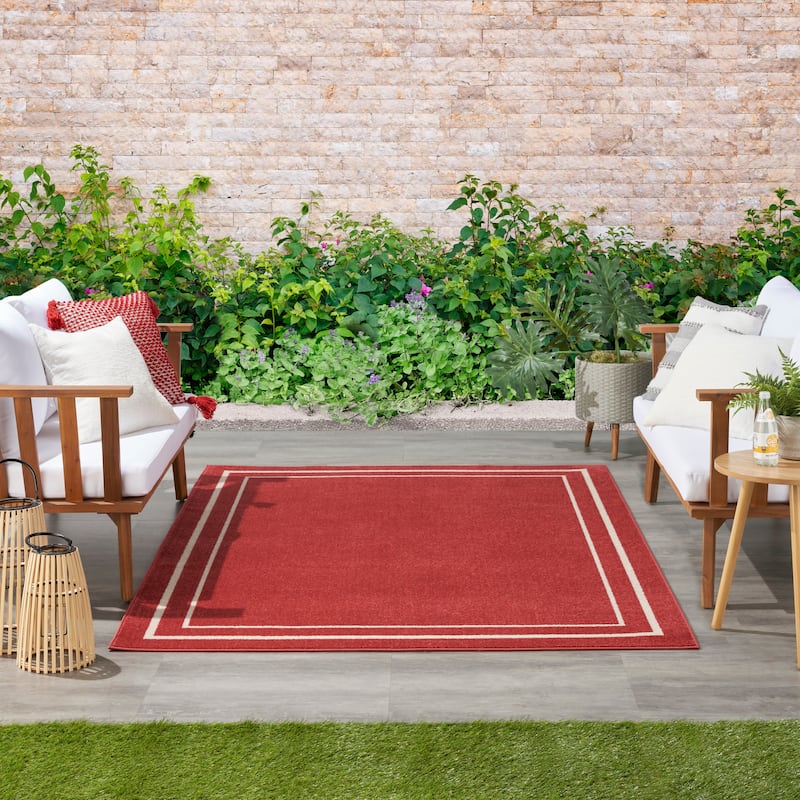 Nourison Essentials Indoor/Outdoor Solid Area Rug - 6' x 9' - Brick/Ivory