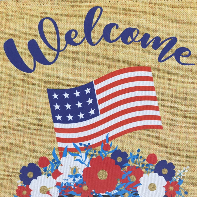 Floral Mason Jars "Welcome" Usa Flag Patriotic Garden Flag 18" x 12.5"