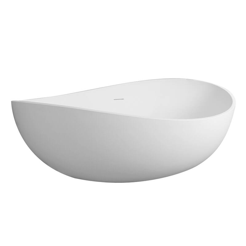 63" Solid Surface Freestanding Bathtub in Matte White/Black/Grey - White