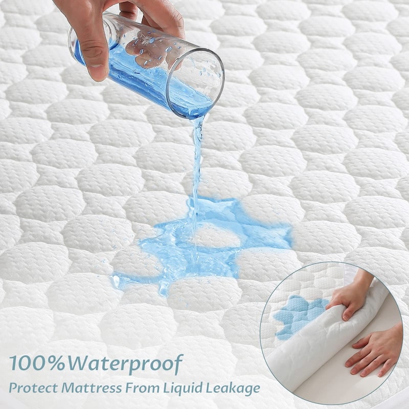 Waterproof Mattress Protector Rayon from Bamboo Fitted Quilted Mattress ...