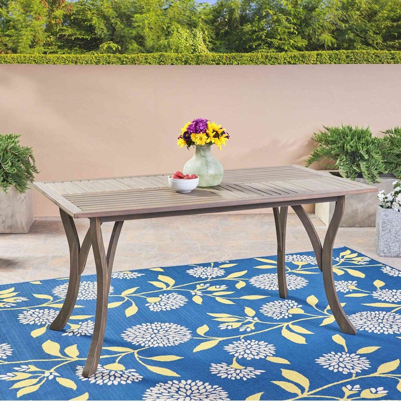 59-Inch Rectangular Wood Patio Table for Outdoor Dining