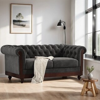 Chesterfield Upholstered Loveseat Sofa with Rolled Arm and Tufted ...