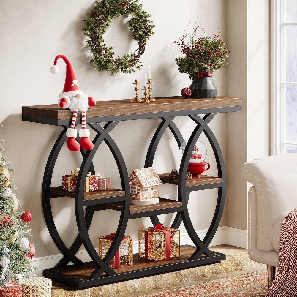 39.4" Console Table, 4-Tier Sofa Table Entryway Table for Small Spaces