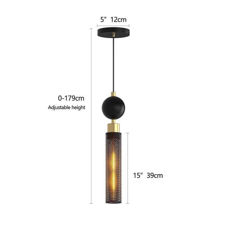 Black Wrought Iron Pendant Light - Adjustable - Kitchen Island Bedroom Bathroom