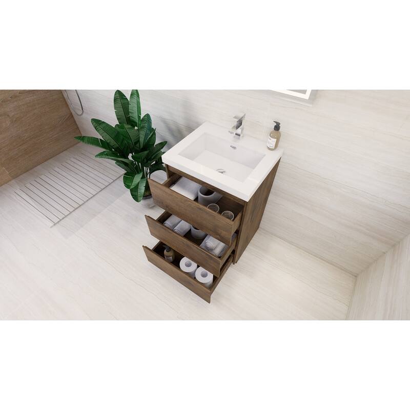 Aron 24'' Freestanding Vanity with Reinforced Acrylic Sink