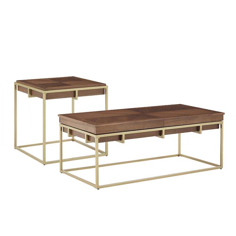 Cooke Square Table Set with Metal Base by iNSPIRE Q Modern - End Table And Coffee Table Set
