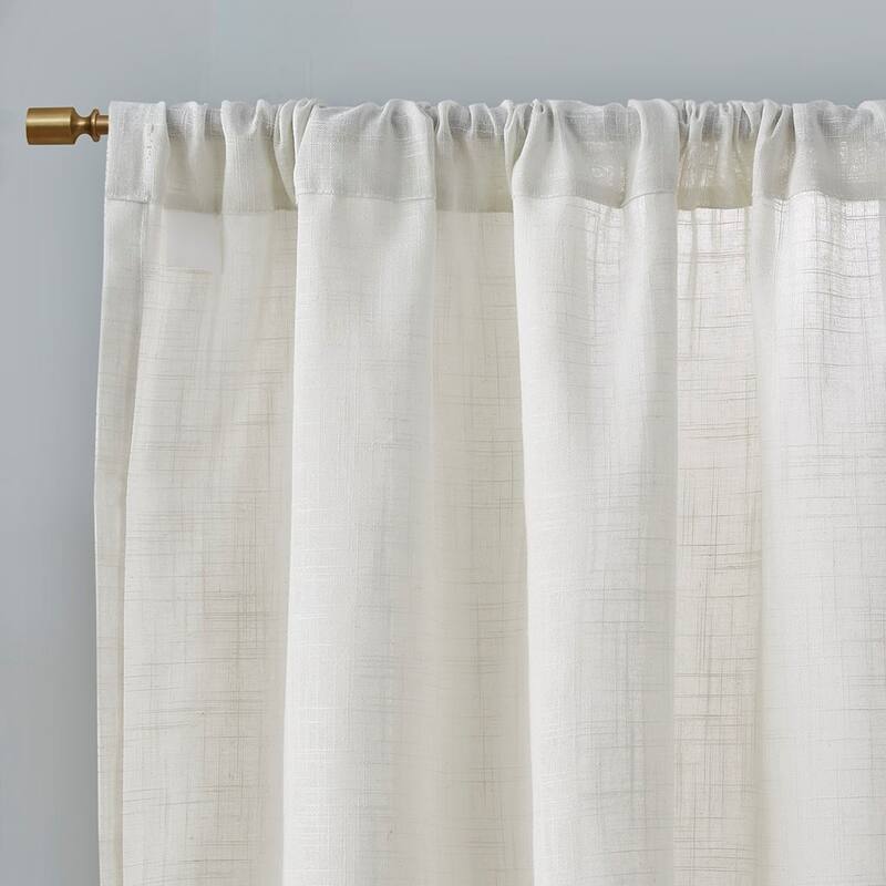 Linen Blend Light Filtering Curtain Panel Pair(2 Pcs Window Panels)
