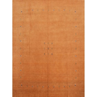 Hand Knotted Oriental 100% Wool Carpet Tribal Animal Pictorial Oranges & Rust Gabbeh Area Rug - 8' 11'' X 8' 11''