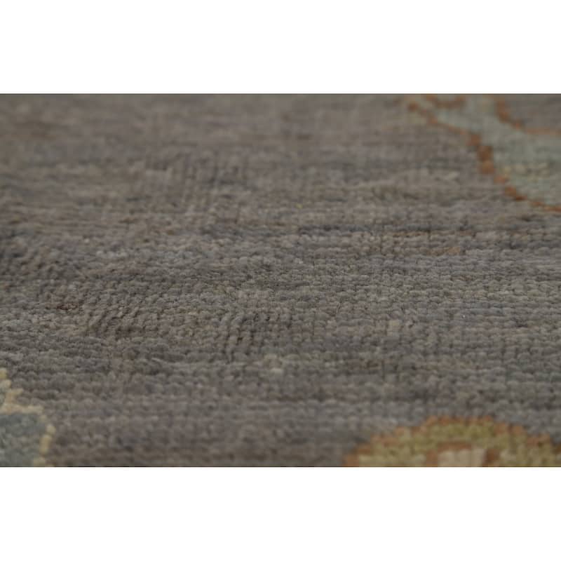 Hand Knotted Oriental 100% Wool Carpet Transitional All-Over Greys & Charcoal Oushak Area Rug - 9' 11'' X 8' 1''