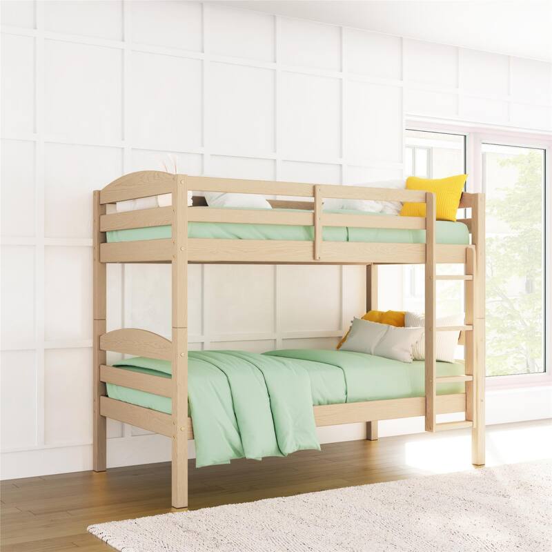 DHP Brady Solid Wood Twin-over-Twin Convertible Bunk Bed