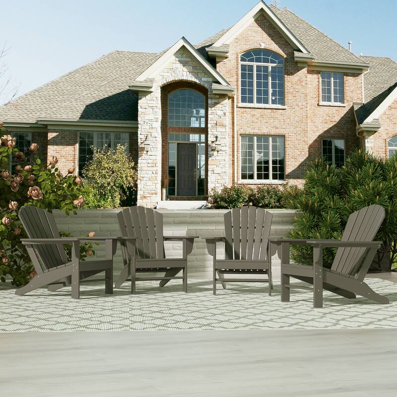 POLYTRENDS Altura Outdoor Eco-Friendly All Weather Poly Adirondack Chair (Set of 4) - Gray