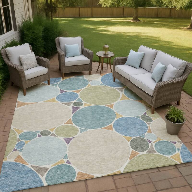 Machine Washable Indoor/ Outdoor Contemporary Rowan Chantille Rug - Blue - 2'6" x 3'10"