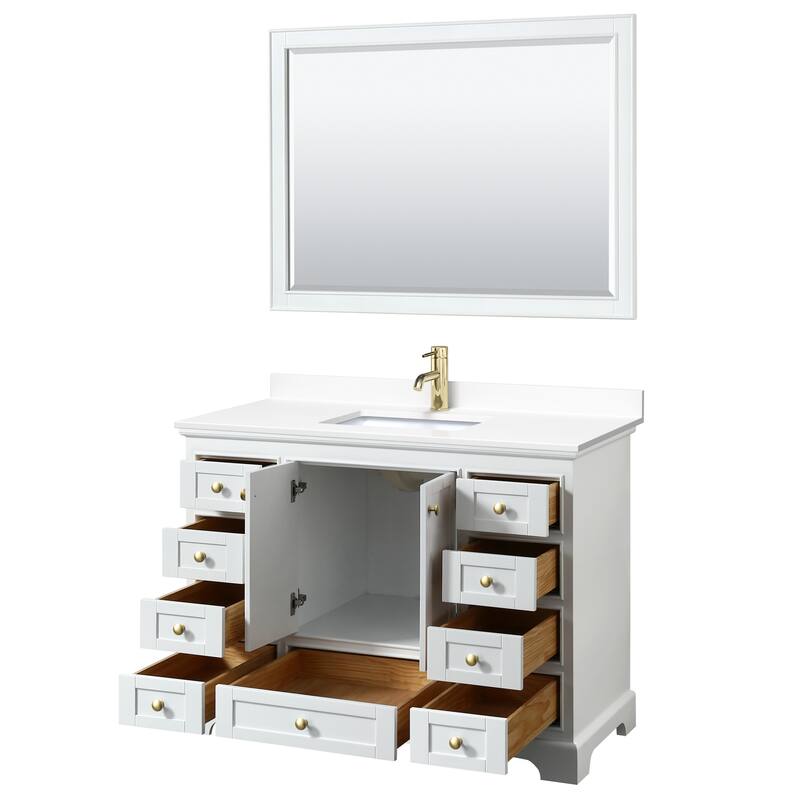 Deborah 48-inch Single Vanity, Cultured Marble Top, 46-inch Mirror