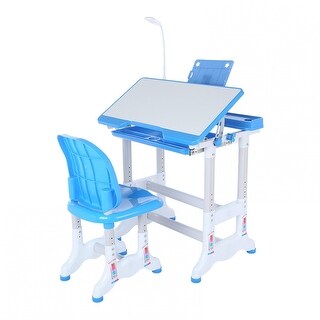 Height Adjustable Study Desk And Chair Set Pull Out Drawer With Tilted ...