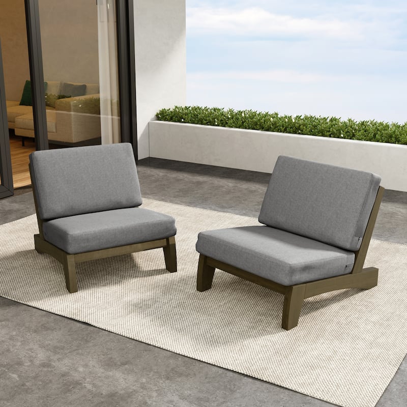 Outdoor Furniture Teak Wood Armless Loveseat Sofa With Cushion