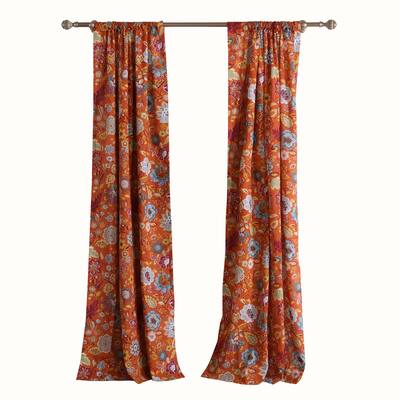 4 Piece Polyester Window Panel Set with Floral Print, Multicolor
