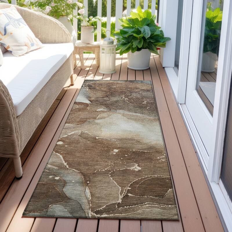 Varo Unique Abstract Weather Resistant Timeless Fusion Outdoor Rug