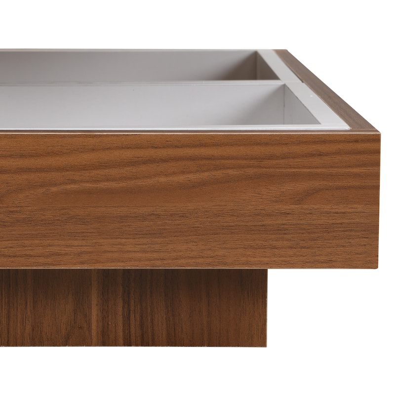 Modern 2-Tier Square 360°Rotating Coffee Table with 3 Detachable Tray
