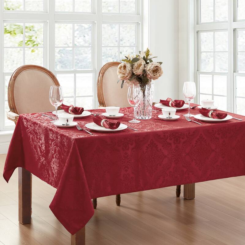 Caiden Elegance Damask Tablecloth - 52"x70" - Red