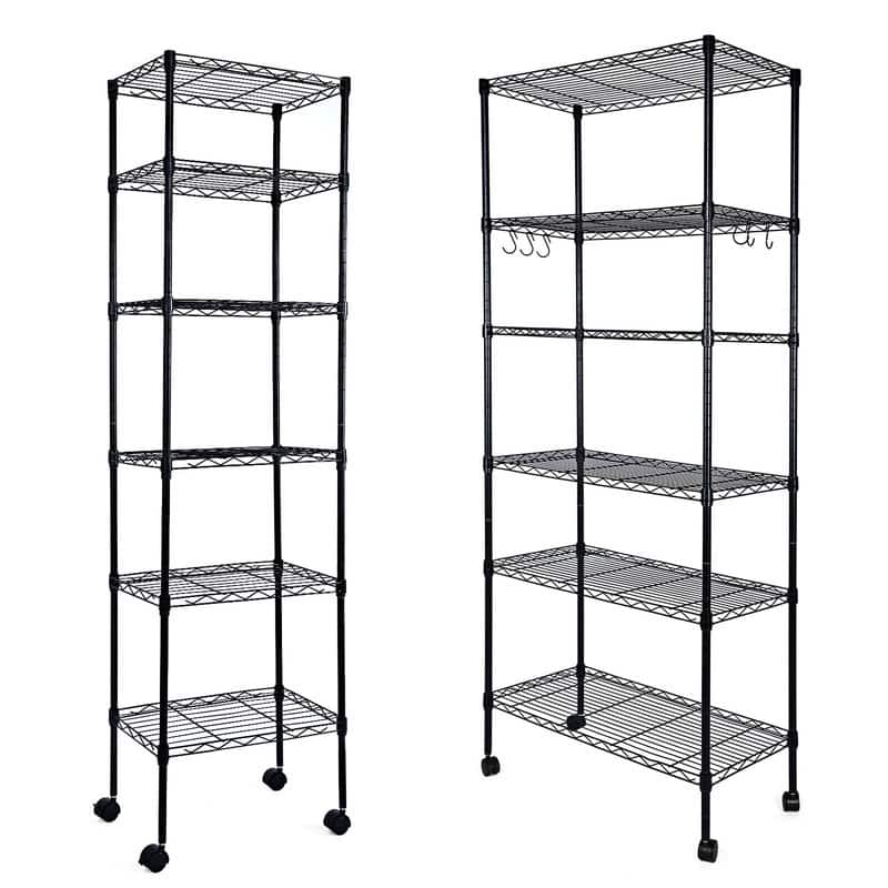 6-Tier Storage Shelf Wire Shelving Unit Rack Organization with Caster