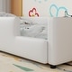 preview thumbnail 8 of 15, White Floor Bed Frame, Twin Size Upholstered Platform Bed with Slats, Guardrail and Charging Station for Children, Boys & Girls