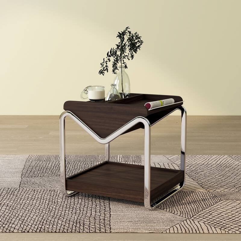 DH BASIC Contemporary 22-inch Metal 3-shelf End Table by Denhour