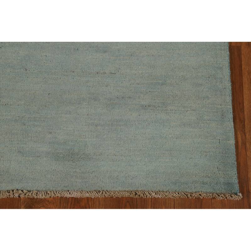Blue & Green Gabbeh Oriental Foyer Rug Hand-Knotted Wool Carpet - 3'4"x 4'10"