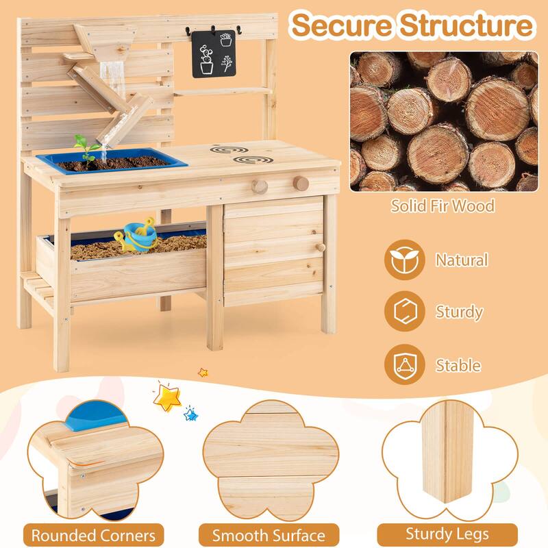 Costway Mud Kitchen with Detachable Sandbox Outdoor Play Pretend - See Details