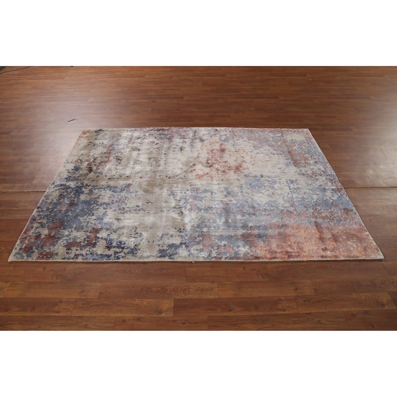 Abstract Indian Foyer Rug Hand-Knotted Contemporary Wool Carpet - 4'5"x 6'4"