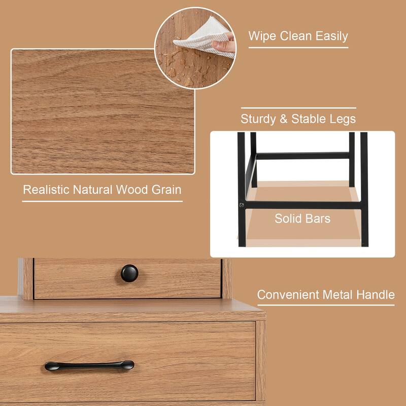 Modern Vanity Table Writing Desk with Drawers Open Storage Space