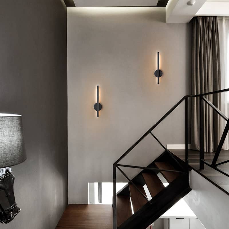 Modern Black Linear Integrated LED 3000K Warm Light Bathroom Vanity Light Wall Sconce