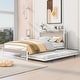 preview thumbnail 1 of 10, Slat Support Full Bed Frame Metal Platform Bed with Trundle - White White - Full