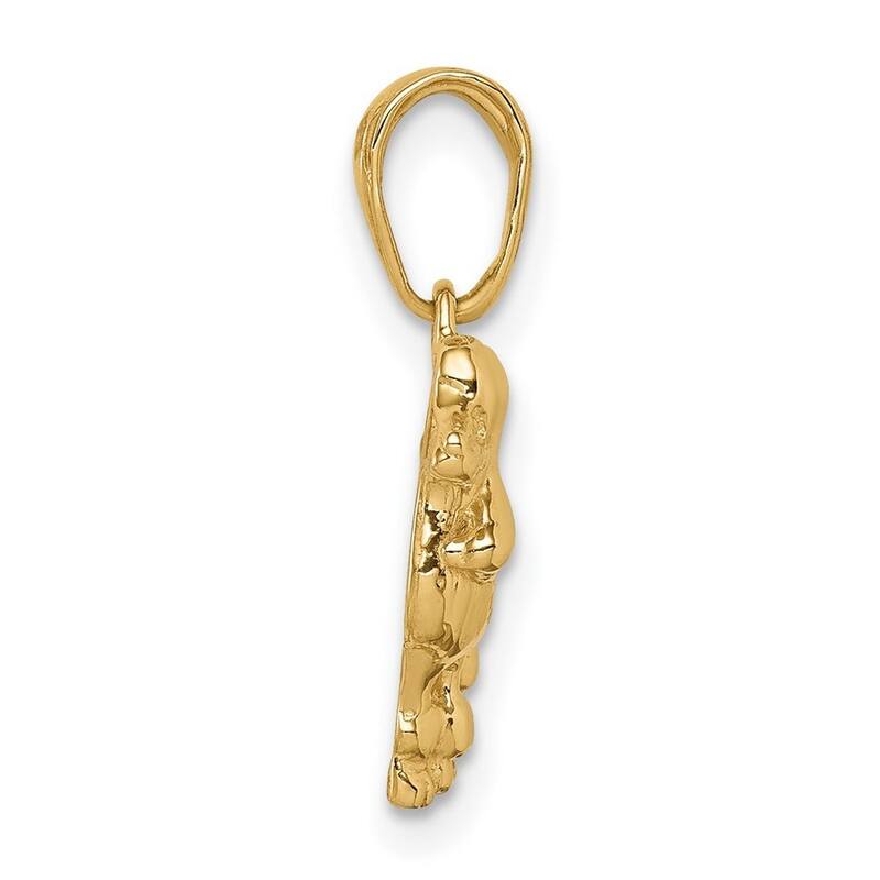 Curata 14k Yellow Gold 18" Textured Polished Poodle Dog Necklace- 18.5x12.9mm