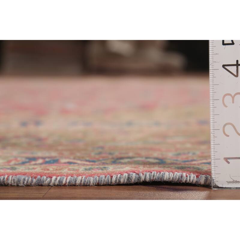 Traditional Pink Mashad Persian Vintage Rug Hand-Knotted Wool Carpet - 9'5"x 12'5"