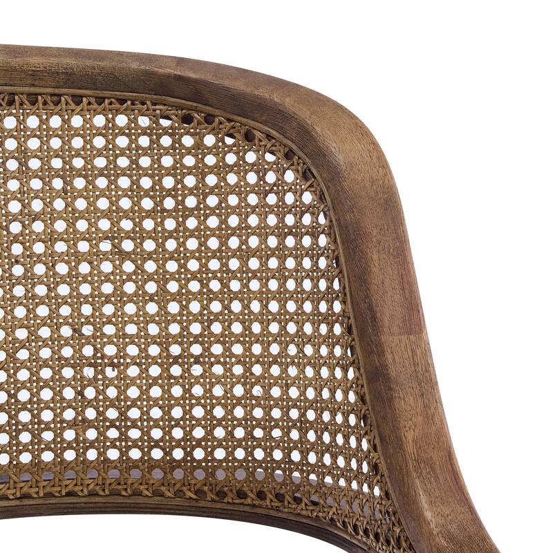 Christopher Knight Home - Mid-Century Modern Upholstered Cane Back Dining Chairs with Rubberwood Frame