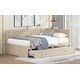 preview thumbnail 5 of 28, Twin Size Wood Daybed with Trundle and Guardrail, Solid Pine Frame, No Box Spring Required, Vintage Style for Bedroom, Beige