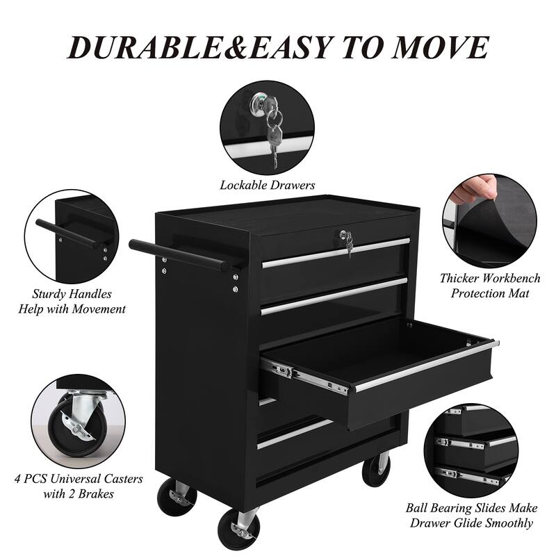 5 Drawers Tool Chest,Tool Cart with Wheels,Metal Rolling Tool Cart Storage for Garage