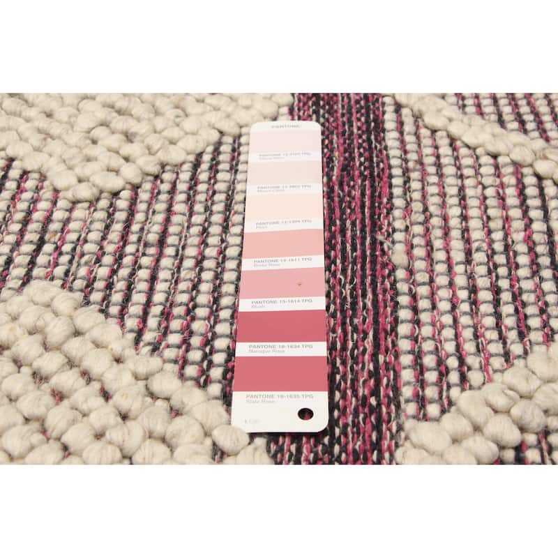 ECARPETGALLERY Braid weave Sienna Cream, Pink Wool Rug - 4'11 x 7'11