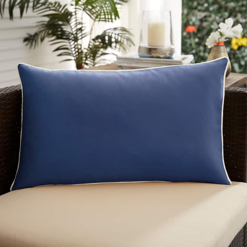 Sorra Home Outdoor Corded Pillow Single - Poly Solid - Marine