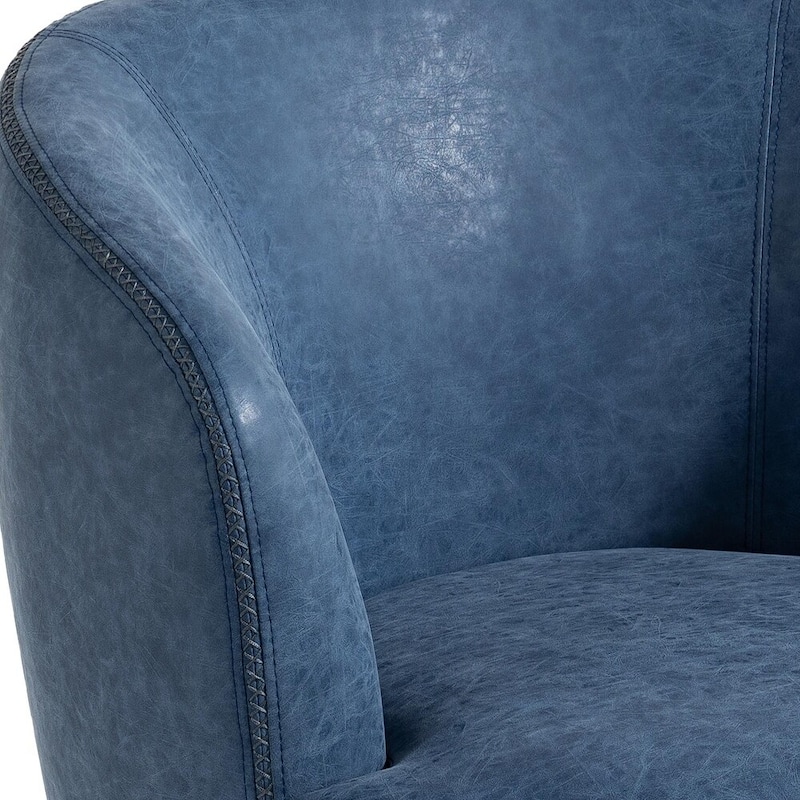 Swivel Barrel Chair For Living Room, Upholstered Faux Leather Accent Chairs