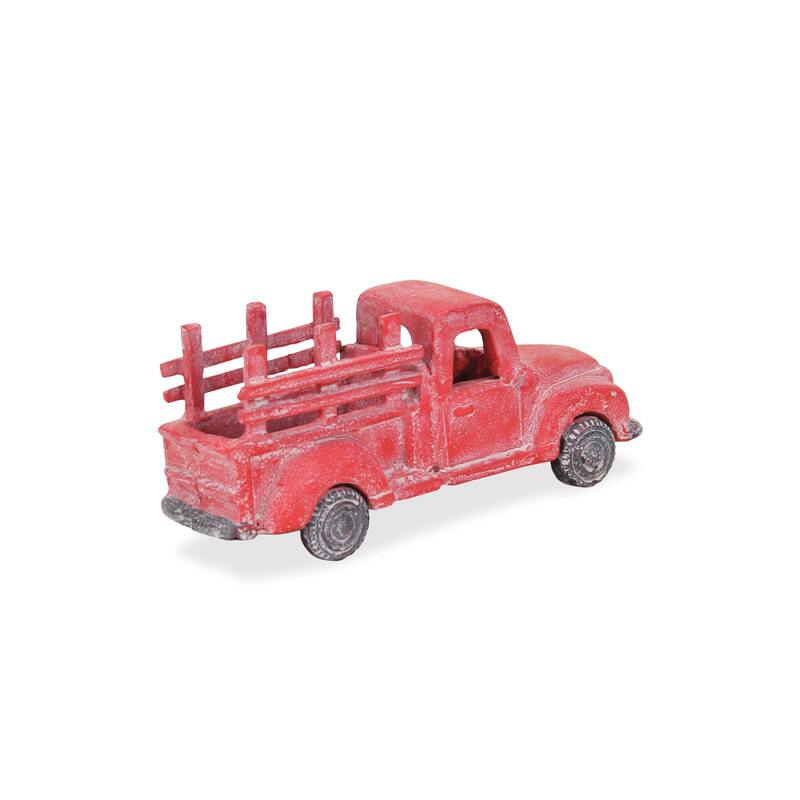 HomeRoots 5" Red Metal Hand Painted Decorative Truck Tabletop Sculpture - 10' X '4.5' X '3.5