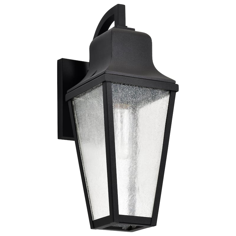 Lawrence 1 Light Medium Wall Lantern Matte Black with Clear Seeded Glass